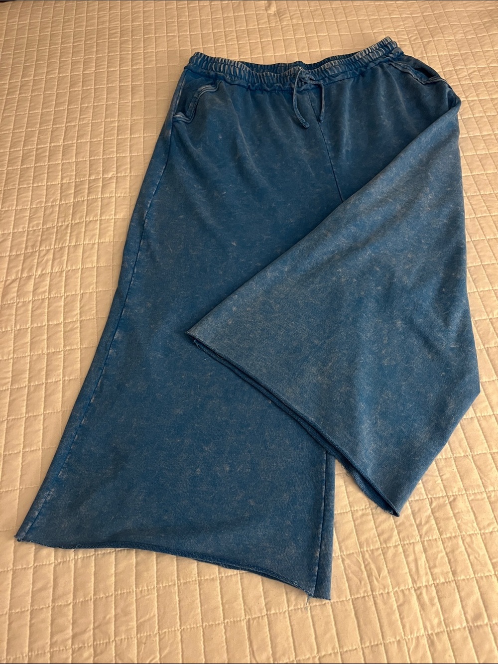 Zenana Mineral Wash Marine French Terry Casual Elastic-Waist Cropped Pants